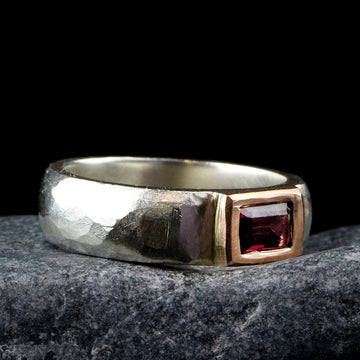 Silver Tourmaline Ring • Rectangle Pink Tourmaline Ring • Silver Band Ring • Custom Birthstone Ring • Gift Jewelry • Handmade Rings • Gifts